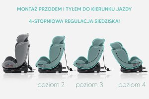 Fotelik samochodowy KinderKraft FOTELIK SAMOCHODOWY obrotowy 360 szaro-czarny 40-150 CM R129 ISOFIX 8