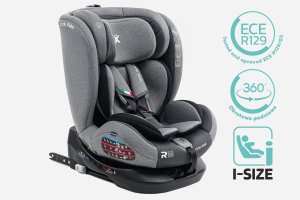 Fotelik samochodowy KinderKraft FOTELIK SAMOCHODOWY obrotowy 360 szaro-czarny 40-150 CM R129 ISOFIX 9
