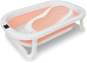 Alogy SKŁADANA WANIENKA COMFORT ZE STOJAKIEM I LEŻACZKIEM ORSETTO RÓŻOWA POLEWACZKA 8