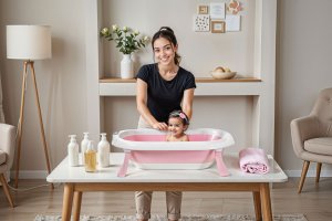 DWM WANIENKA DZIECIĘCA Z TERMOMETREM HARMONY RÓŻOWA PODUSZKI SŁONIKI 3