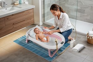 DWM WANIENKA DZIECIĘCA Z TERMOMETREM HARMONY RÓŻOWA PODUSZKI SŁONIKI 4