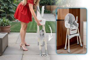 Ecotoys KRZESEŁKO DO KARMIENIAZ FUNKCJĄ BUJACZKA DLA DZIECI 6W1 SKŁADANE SZARE 11