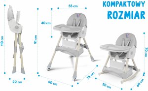 Ecotoys KRZESEŁKO DO KARMIENIAZ FUNKCJĄ BUJACZKA DLA DZIECI 6W1 SKŁADANE SZARE 12