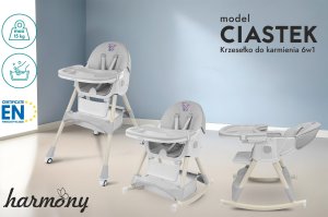 Ecotoys KRZESEŁKO DO KARMIENIAZ FUNKCJĄ BUJACZKA DLA DZIECI 6W1 SKŁADANE SZARE 2