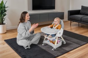 Ecotoys KRZESEŁKO DO KARMIENIAZ FUNKCJĄ BUJACZKA DLA DZIECI 6W1 SKŁADANE SZARE 4