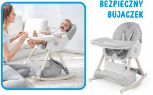 Ecotoys KRZESEŁKO DO KARMIENIAZ FUNKCJĄ BUJACZKA DLA DZIECI 6W1 SKŁADANE SZARE 8