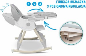 Ecotoys KRZESEŁKO DO KARMIENIAZ FUNKCJĄ BUJACZKA DLA DZIECI 6W1 SKŁADANE SZARE 9
