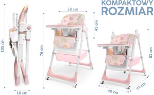 DUŻE SKŁADANE WIELOFUNKCYJNE KRZESEŁKO DO KARMIENIA 5W1 PAPUŚ RÓŻOWE 15
