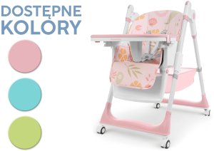 DUŻE SKŁADANE WIELOFUNKCYJNE KRZESEŁKO DO KARMIENIA 5W1 PAPUŚ RÓŻOWE 16