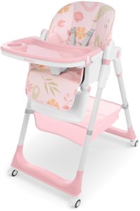 DUŻE SKŁADANE WIELOFUNKCYJNE KRZESEŁKO DO KARMIENIA 5W1 PAPUŚ RÓŻOWE 2