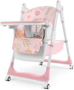 DUŻE SKŁADANE WIELOFUNKCYJNE KRZESEŁKO DO KARMIENIA 5W1 PAPUŚ RÓŻOWE 3