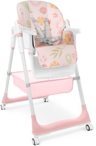 DUŻE SKŁADANE WIELOFUNKCYJNE KRZESEŁKO DO KARMIENIA 5W1 PAPUŚ RÓŻOWE 4