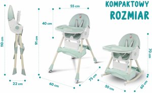 FUN BABY KRZESEŁKO DO KARMIENIA FUNKCJĄ BUJACZKA DLA DZIECI 6W1 SKŁADANE ZIELONE 12