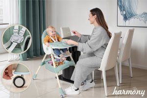FUN BABY KRZESEŁKO DO KARMIENIA FUNKCJĄ BUJACZKA DLA DZIECI 6W1 SKŁADANE ZIELONE 3