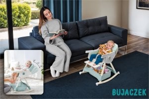 FUN BABY KRZESEŁKO DO KARMIENIA FUNKCJĄ BUJACZKA DLA DZIECI 6W1 SKŁADANE ZIELONE 5
