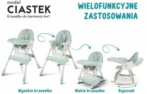 FUN BABY KRZESEŁKO DO KARMIENIA FUNKCJĄ BUJACZKA DLA DZIECI 6W1 SKŁADANE ZIELONE 7