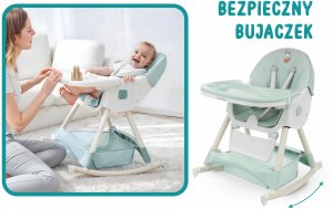 FUN BABY KRZESEŁKO DO KARMIENIA FUNKCJĄ BUJACZKA DLA DZIECI 6W1 SKŁADANE ZIELONE 8