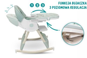 FUN BABY KRZESEŁKO DO KARMIENIA FUNKCJĄ BUJACZKA DLA DZIECI 6W1 SKŁADANE ZIELONE 9