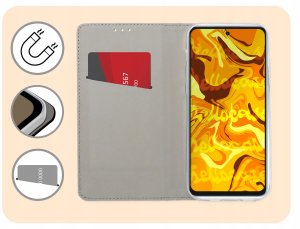 ETUI Z KLAPKĄ DO OPPO A5 4G / 5G CZERWONE ZAMYKANE MAGNETYCZNE KABURA CASE 3