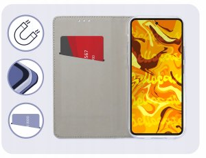 ETUI Z KLAPKĄ DO REALME 14 5G / 14T 5G GRANATOWE ZAMYKANE MAGNETYCZNE CASE 3