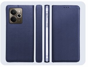 ETUI Z KLAPKĄ DO REALME 14 5G / 14T 5G GRANATOWE ZAMYKANE MAGNETYCZNE CASE 6