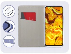 ETUI Z KLAPKĄ DO OPPO A5 4G / 5G GRANATOWE ZAMYKANE MAGNETYCZNE OCHRONNE 3