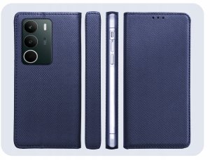 ETUI Z KLAPKĄ DO REALME C71 GRANATOWE ZAMYKANE MAGNETYCZNE OCHRONNE KABURA 6