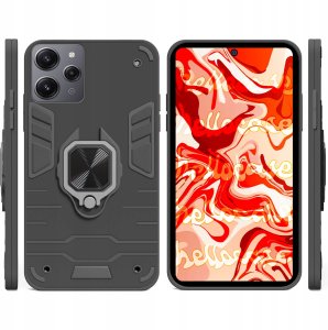 Hello Case ETUI PANCERNE DO XIAOMI REDMI 12 / 5G CZARNE OBUDOWA ARMOR HOLDER RING CASE 2