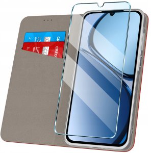 Etui z klapką do Realme C53 | C51|NOTE 50 Zamykane Czerwone Futerał +Szkło 2
