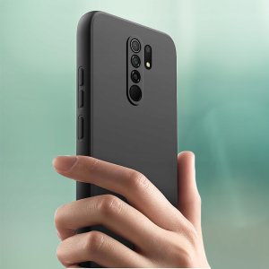 ZESTAW Etui do Xiaomi Redmi 9 | Matowe Czarne Silikon Slim + 2 SZTUKI SZKŁO 7