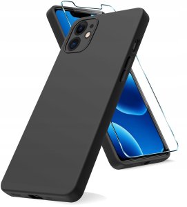 Etui Czarne Matowe Silikon Slim do iPhone 11 + SZKŁO 9H 2