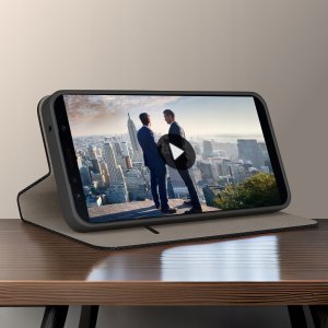 Etui z klapką do Samsung Galaxy A6 2018 Zamykane Czarne Futerał + Szkło 9H 3