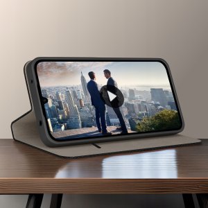 Etui z klapką do Huawei Y6 2019 Zamykane Czarne Futerał + Szkło 9H 3