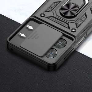 Etui do Motorola Moto E22 | E22i PANCERNE SLIDE RING CASE + SZKŁO 9H 2