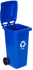 Zestaw 5 koszy na śmieci pojemniki 5x120L niebieski zielony żółty czarny brązowy makulatura szkło plastik odpady zmieszane BIO g EDUKAMP 5