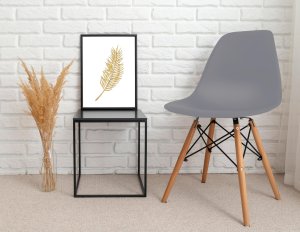 Szare krzesło skandynawskie stylowe do salonu kuchni i biura 11