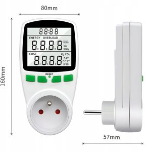 LICZNIK MIERNIK ZUŻYCIA PRĄDU ENERGII WATOMIERZ POBÓR PRĄDU WYŚWIETLACZ LCD 8