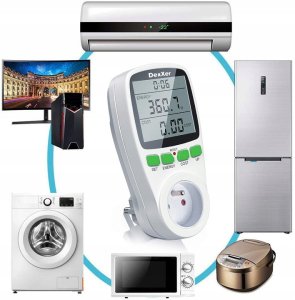 LICZNIK MIERNIK ZUŻYCIA PRĄDU ENERGII WATOMIERZ POBÓR PRĄDU WYŚWIETLACZ LCD 9