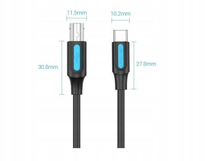 Kabel USB Vention USB-C - USB-B 2 m Czarny (CQUBH) 5