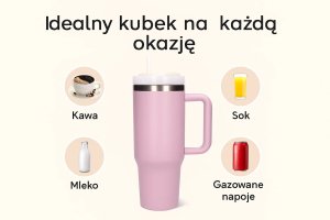 Extralink BLACK FOREST KUBEK TERMICZNY ZE SLOMKA TERMOS Z UCHWYTEM 1200ML PUDROWY RÓZ 2