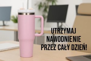 Extralink BLACK FOREST KUBEK TERMICZNY ZE SLOMKA TERMOS Z UCHWYTEM 1200ML PUDROWY RÓZ 3