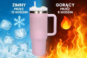 Extralink BLACK FOREST KUBEK TERMICZNY ZE SLOMKA TERMOS Z UCHWYTEM 1200ML PUDROWY RÓZ 6