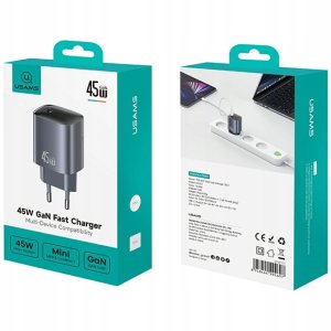 Ładowarka sieciowa USAMS T66 USB-C 45W GaN Fast Charger tarnish 5