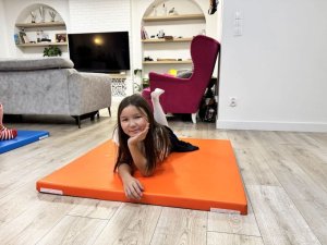 Materac gimnastyczny LEE 100x100x5 cm żółty składany rzepy pokrowiec 15