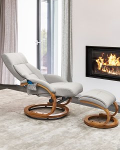 Beliani Fotel z masażem FORCE Z podnóżkiem Jasnoszary 4