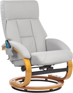 Beliani Fotel z masażem FORCE Z podnóżkiem Jasnoszary 7