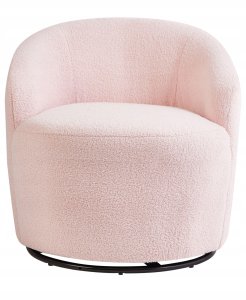 Fotel obrotowy DAVIK Boucle Pastelowy róż 4