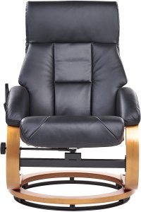 Beliani Fotel z masażem FORCE Z podnóżkiem Czarny 5