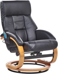 Beliani Fotel z masażem FORCE Z podnóżkiem Czarny 7