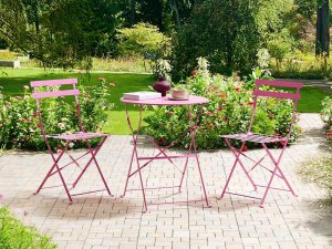 Beliani Zestaw mebli balkonowych Składane FIORI Metal Różowy 2